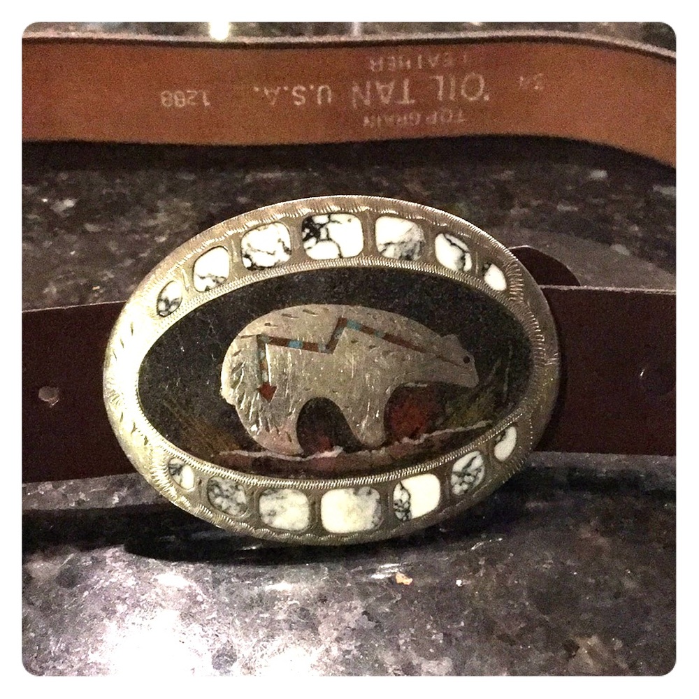 Johnson & Held belt buckle w/leather belt